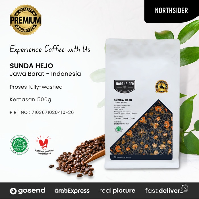 

BAYAR DITEMPAT BIJI KOPI ARABIKA GARUT SUNDA HEJO FULLWASHED-500G NORTHSIDER COFFEE /KOPI EUBE/KOPI
