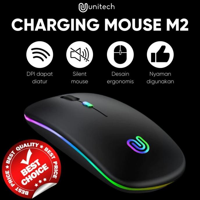 GTO# Mouse Wireless Slim Recharger Unitech M2 V2 Silent Mode LED Light