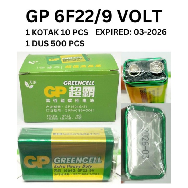 baterai kotak GP 6f22 9v greencell