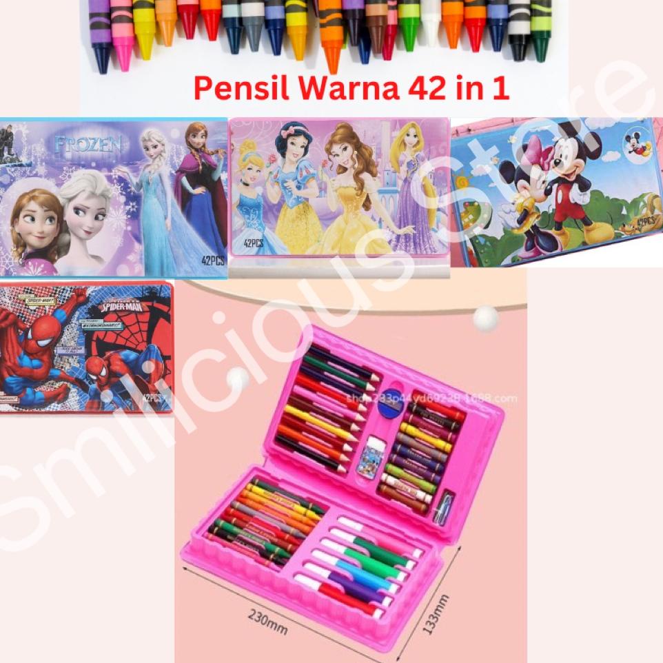 

&6MHD1-H Pensil Warna 42Pcs In 1 Crayon Anak Art Set Alat Lukis Menggambar Seni Kerajinan Anak ESA