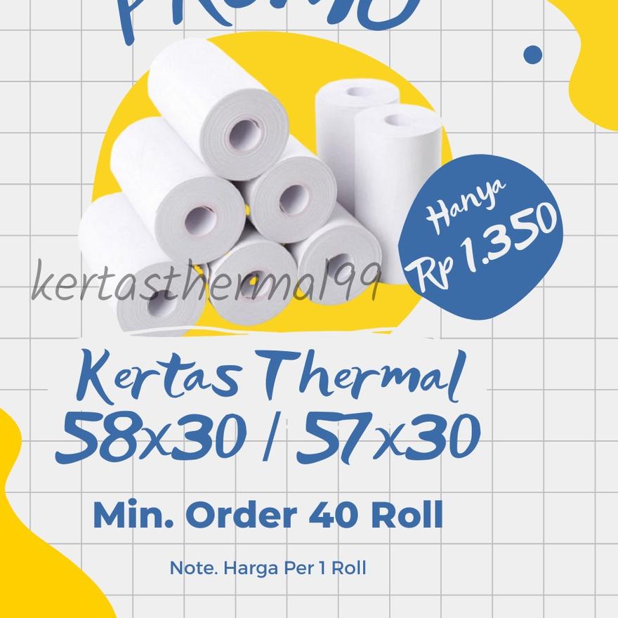 

Sale | HJ6 | KERTAS STRUK THERMAL PAPER ROLL 58X30 57X30 TERMAL EDC THERMAL PRINTER MINI BLUETOOTH 58MM