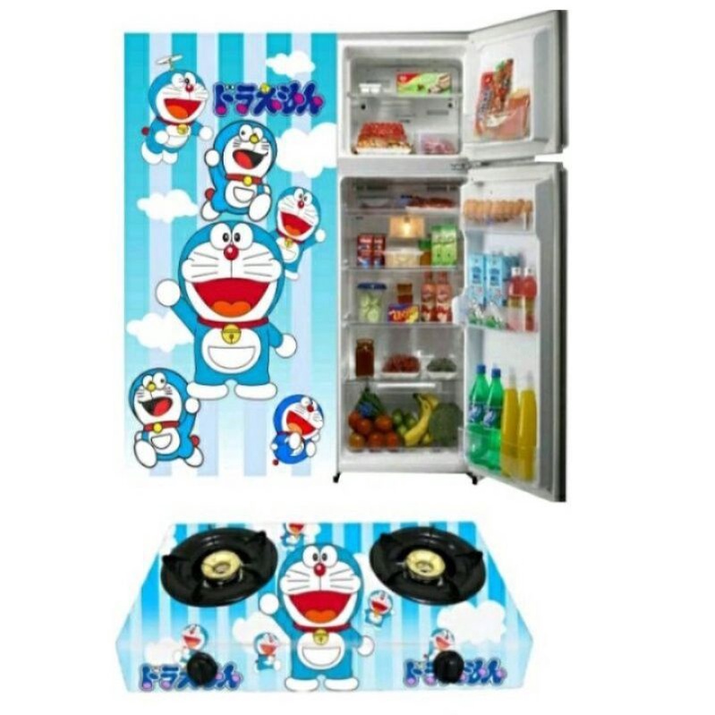 WALLPAPER STIKER KULKAS 1 PINTU DAN KOMPOR 2 TUNGKU