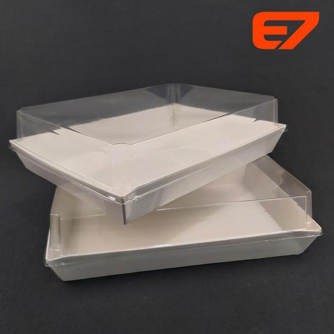 Paper Meal Box Nampan Tray Paper Lunch Box Lid Plastik Kotak (50pcs) ---READY---