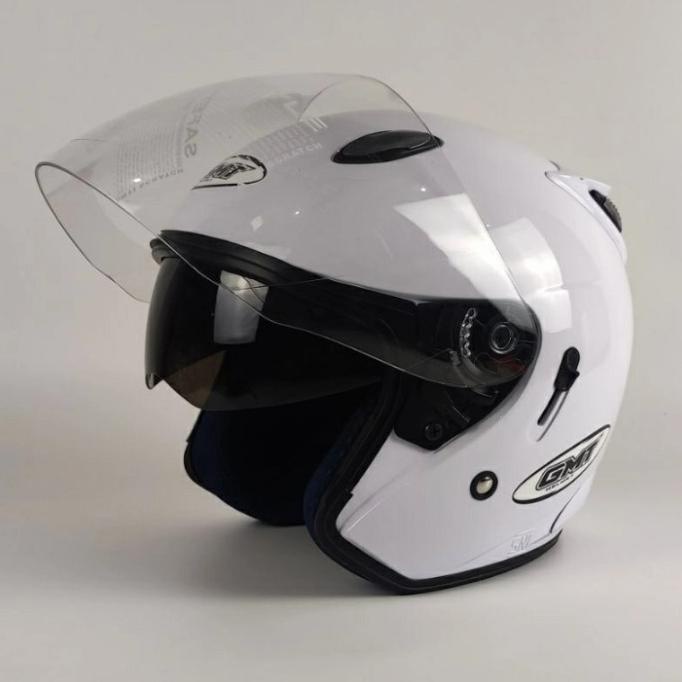 HELM HALF FACE GMT/HELM DOUBLE VISOR/HELM MOTOR SNI/HELM MURAH/PUTIH