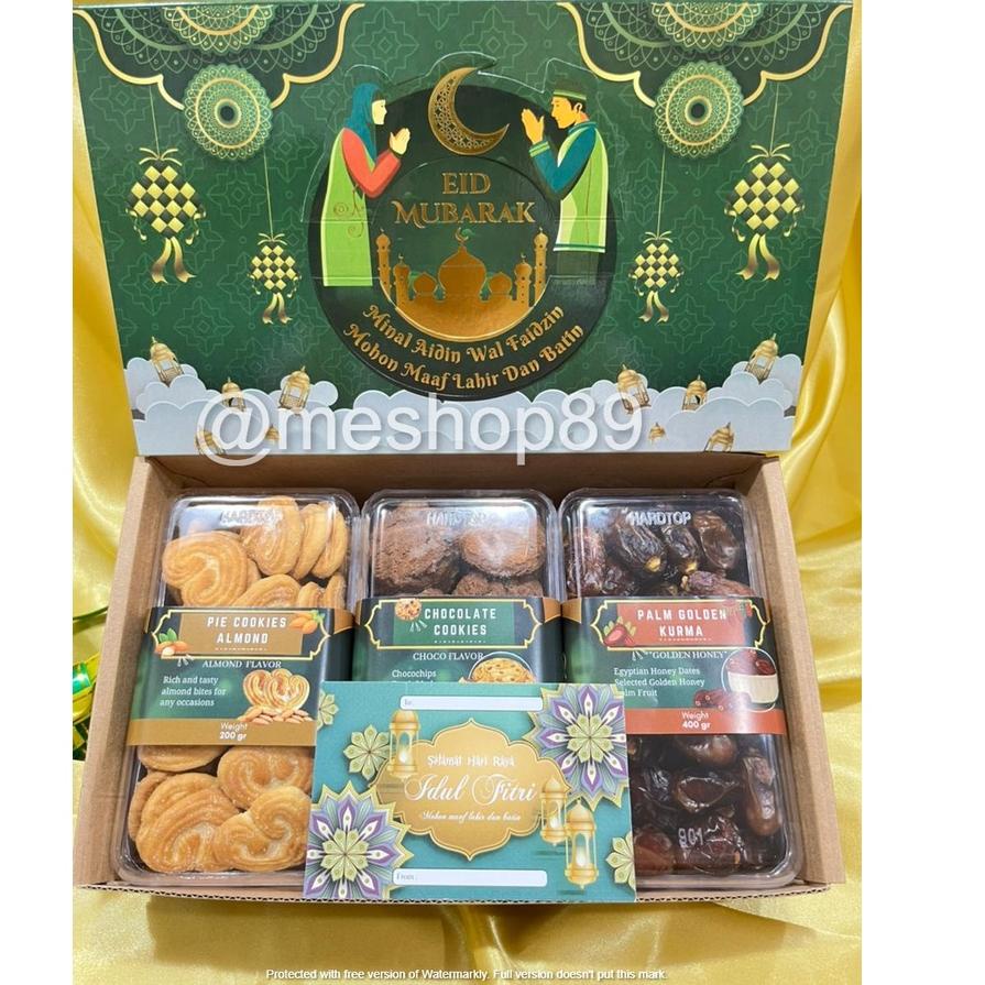 

12.12 FLASH SALE PARCEL HAMPERS LEBARAN IDUL FITRI MODEL SLIDING/ 100% HALAL MUI PARCEL SNACK & COOKIES LEBARAN KUALITAS PREMIUM ISI 3 COOKIES COKLAT, ALMOND COOKIES & KURMA 400GR / BINGKISAN LEBARAN IDUL FITRI / FREE KARTU UCAPAN IDUL FITRI / FREE PACKIN