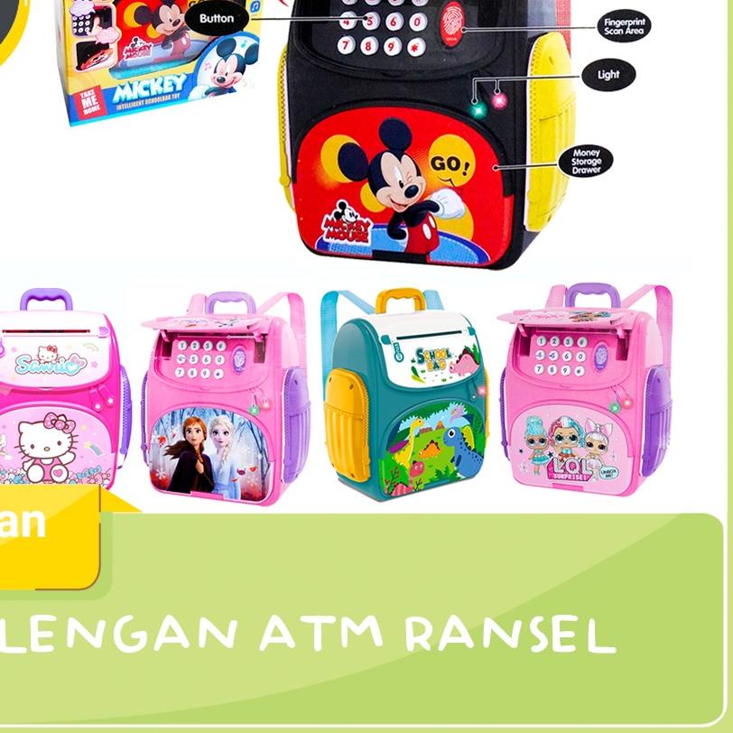 Discount ✔️ Mainan Celengan ATM School Bag Bank Tas Ransel Mickey Mouse Frozen Dino LOL