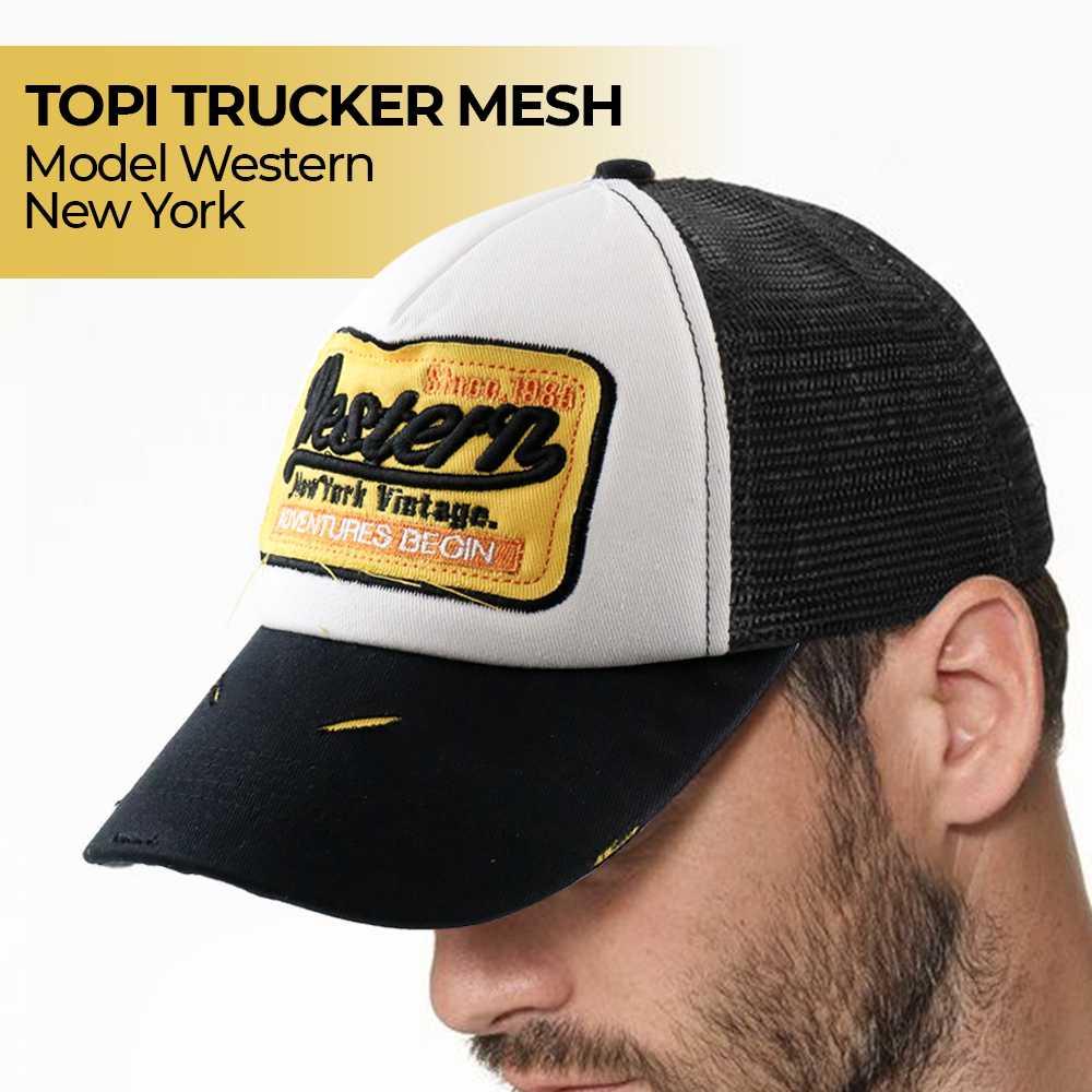 Topi Pria Original Branded Import 100% Terbaru Terlaris Trucker Mesh Model Western New York TUBABA STORE