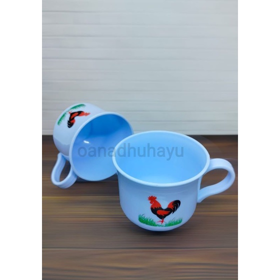 CANGKIR KOPI PLASTIK AYAM BIRU  1 LUSIN CANGKIR PLASTIK AYAM JAGO