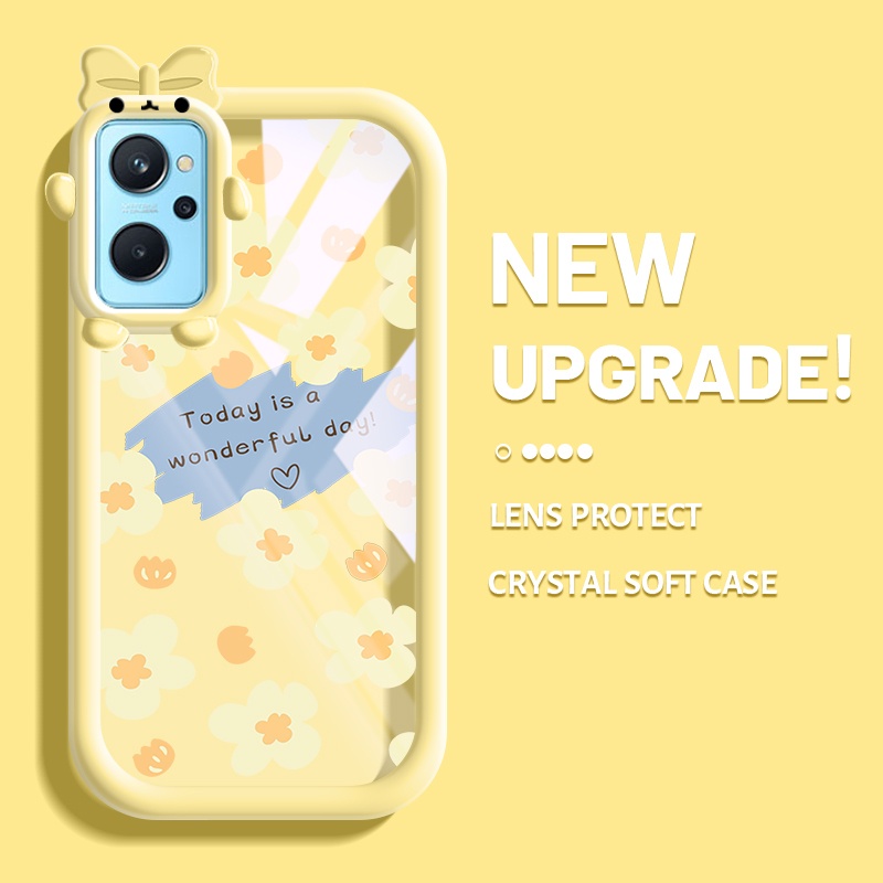 Casing Ponsel untuk Realme 9i 7i C17 OPPO A36 A76 A96 K10 Casing kreatif pola HP bunga kuning Indah 