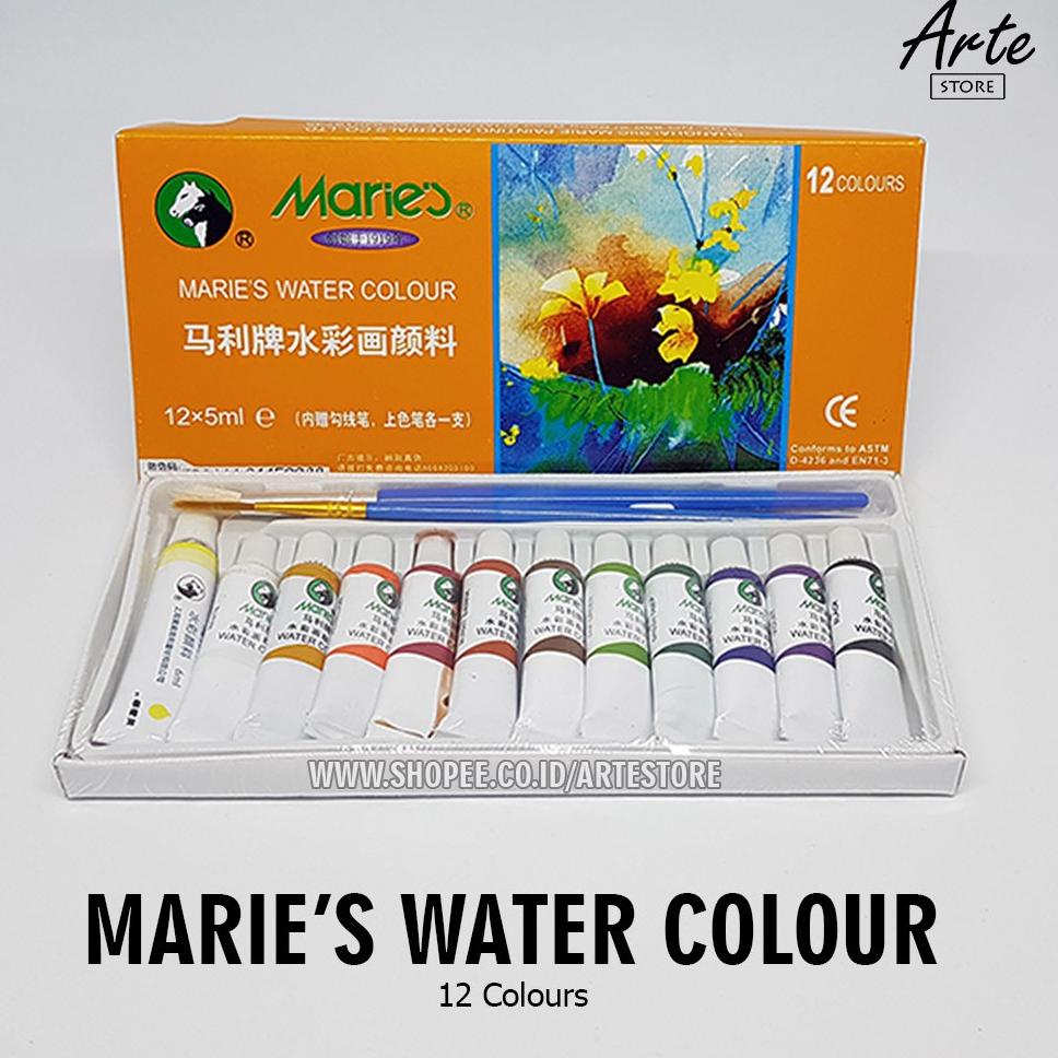 

[KODE AGMOG] Cat Air MARIES Watercolor 12 Warna x 5 ml