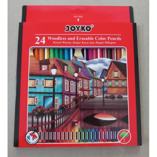 

BHQI9 Pensil warna joyko panjang Bisa di hapus 24 warna (Ada Penghapus di atasnya) etfbu