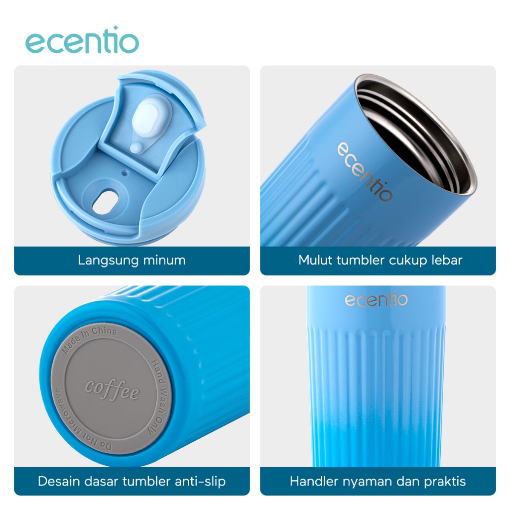 ecentio Termos Tumbler 304 Stainless steel 500ml Thermos botol minum TAHAN 6hrs cooling Anti Tumpah cold