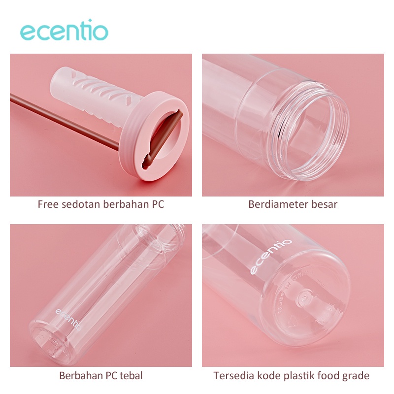 ecentio Botol minum sedotan 780ml sticker DIY Dilengkapi filter bottle minum big size tumbler minum Sport Besar