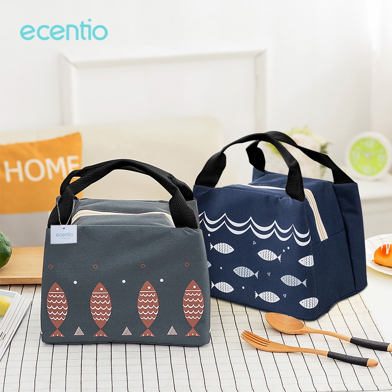 ecentio Tas Bekal Lunch Cooler Bag Box Makanan Alumunium Kotak Makan Anak