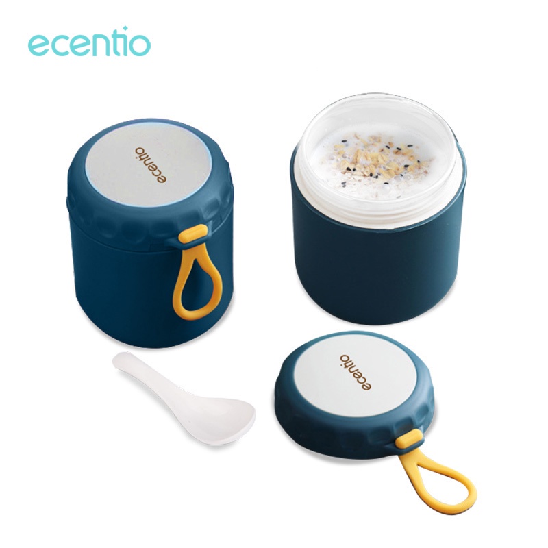 ecentio 400ml Cangkir sup Anti Tumpah Tempat sup Portable  termos sup/Free Sendok BPA FREE mpasi bubur es Buah