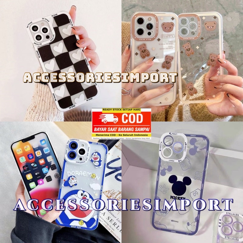 CASE VIVO Y12S/ Y20/ Y20i/ Y20S/ Y12/ Y15/ Y17/ Y30/ Y30i/ Y50/ Y1S/ Y91C/ Y91/ Y93/ Y95/ SOFTCASE PROTECTOR CAMERA/ CASING MOTIF BEAR/ BERUANG/ DORAEMON/ MICKEY/ LOVE PINK