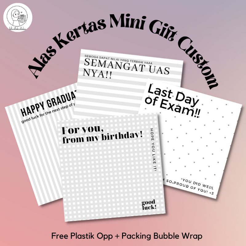 (PER PCS) ALAS MINI GIFT 10 CM KARTU UCAPAN VIRAL TIKTOK MURAH