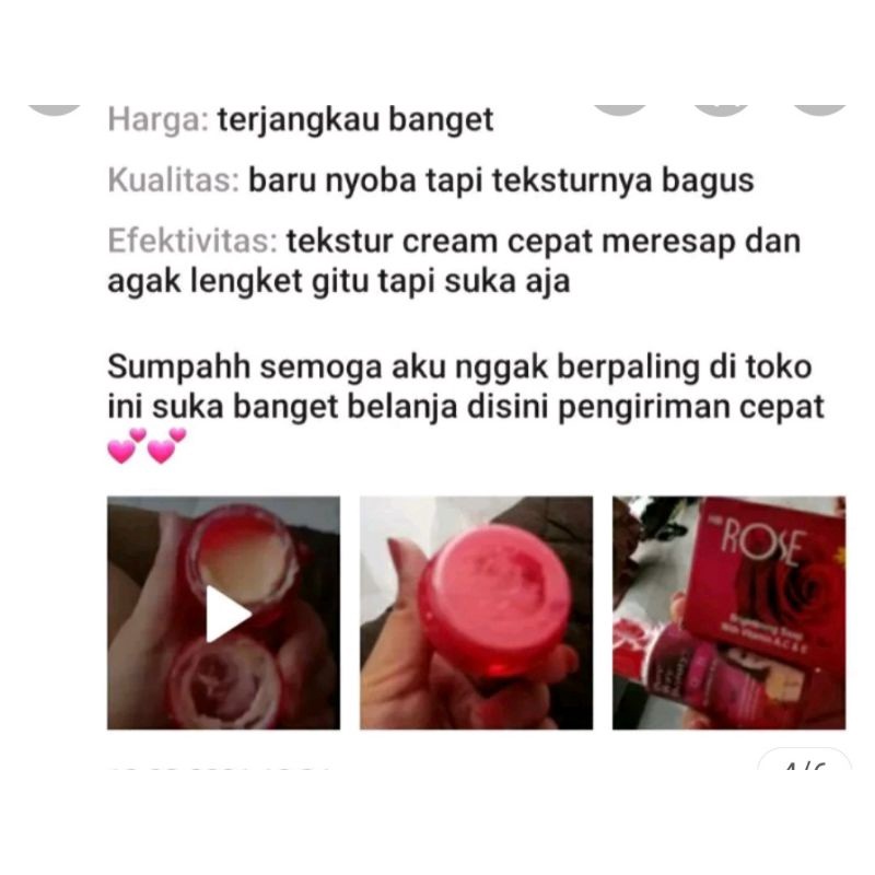 CREAM ROSE WHITENING / ROSE NATURAL ORIGINAL BPOM SUPER POT/ Cream rose whait original 100%.