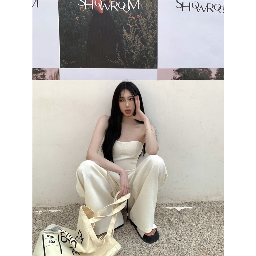 □❖celana wanita harga murah hot girl tabung atas rompi wanita musim panas baru baju olahraga pinggang tinggi kasual kecil celana lebar kaki celana dua potong celana wanita celana pinggang tinggi