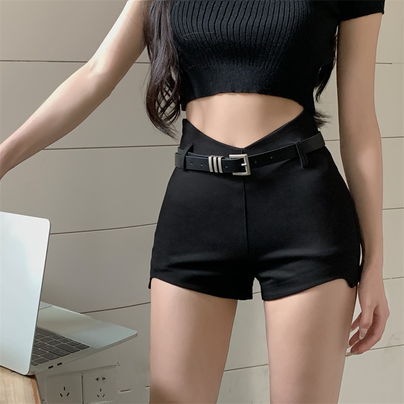 ♚celana wanita import hot girl black tight casual shorts women s summer hot pants high waist slim sexy all-match straight wide leg pants celana wanita celana highwaist