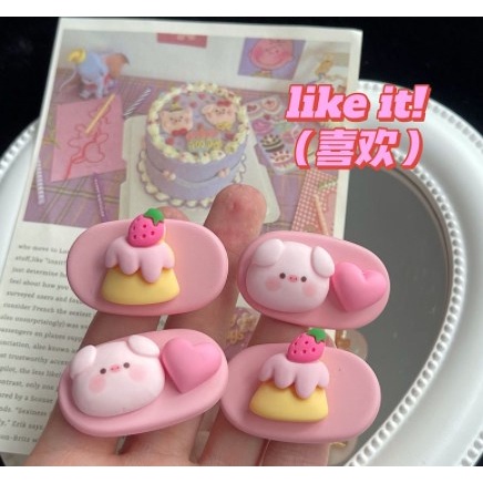 【Bayar di tempat】Jepit Rambut Kartun Piggy Love Oval Hairpin Cute Sweet Student Hairpin