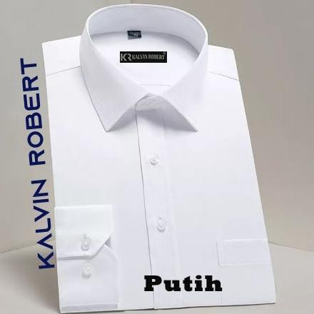 Kemeja Hem Pria Laki Lengan Panjang Putih