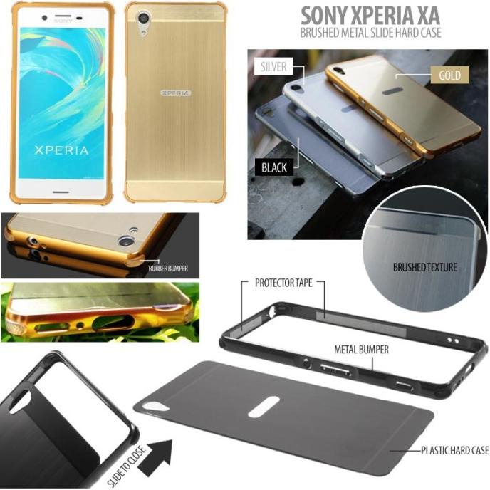Sony Xperia XA / XA Dual - Brushed Metal Slide Hard Case bykailladiv1