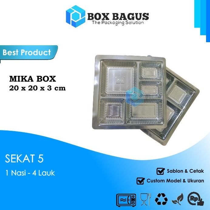 

⚡COD⚡ MIKA BOX SEKAT 5 ALAS DALAMAN DUS HAMPERS KOTAK NASI 20x20 cm BENING (Isi 50 pcs)