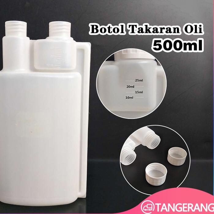 500ML Botol Takaran Oli Samping/Botol Oli Samping Twin Neck/Botol Takar Oli Motor 2 Tak