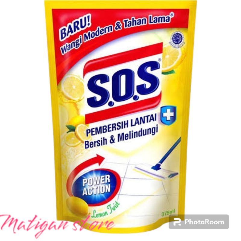 S.O.S Pembersih Lantai Lemon 375ml x 3pcs