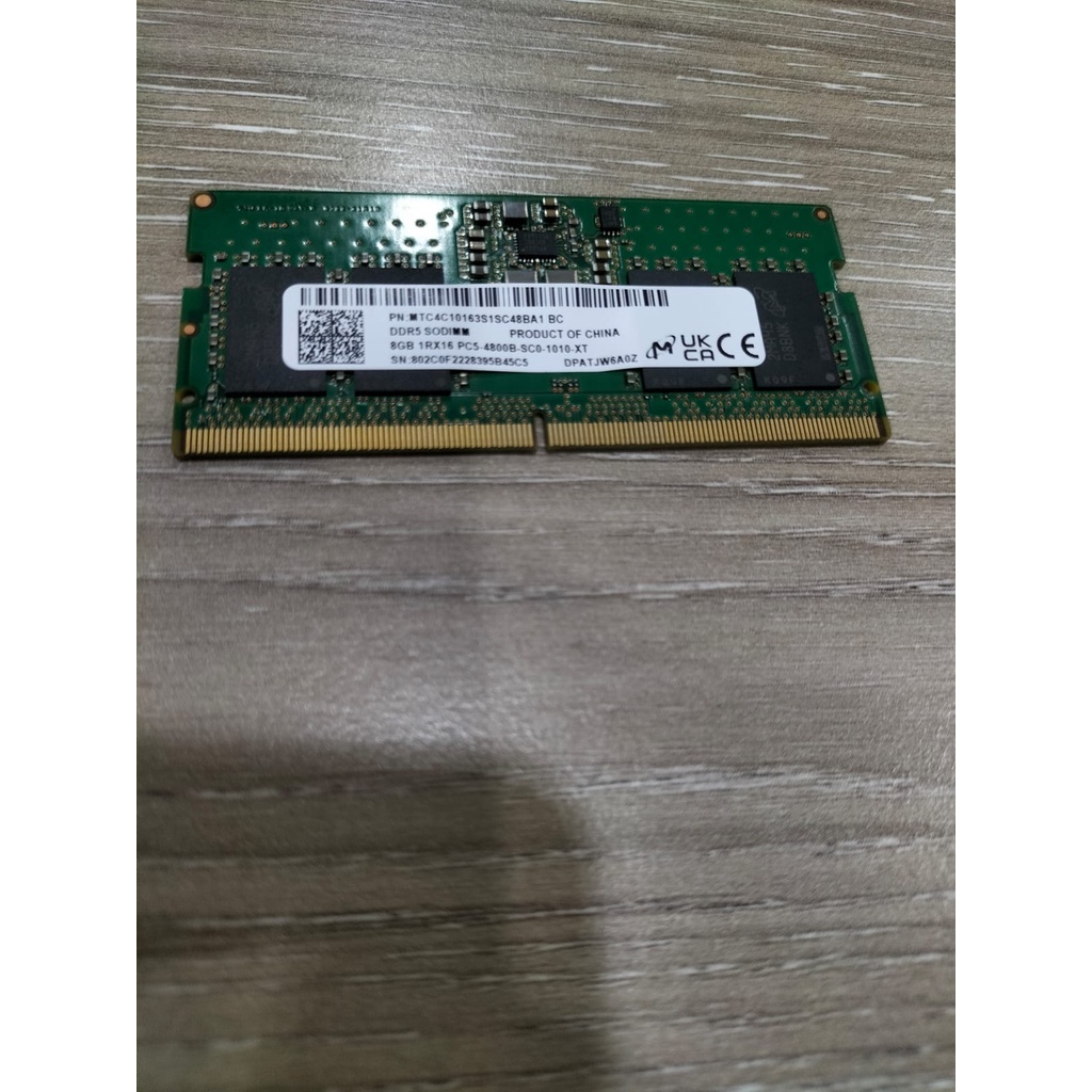 SODIMM DDR5 8GB 4800MHz Single Channel 1RX16 TRAY