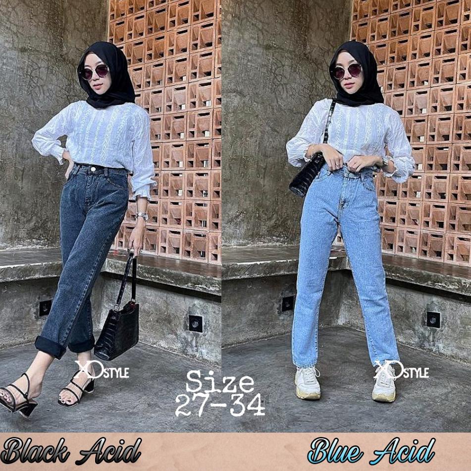Super Rating Celana Boyfriend Jeans Snow / Celana Boyfriend Jeans cewek / Celana Panjang Jeans Wanit