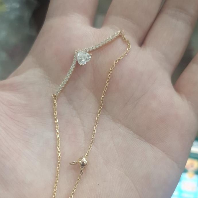 Gelang Rantai Serut Itaewon Smile Emas Asli Mata Putih Mas 375 Lotus