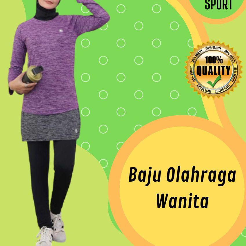 Original Baju Olahraga Wanita Tangan Panjang Sport Hijab Muslim Muslimah Terbaru Kekinian Untuk Lari