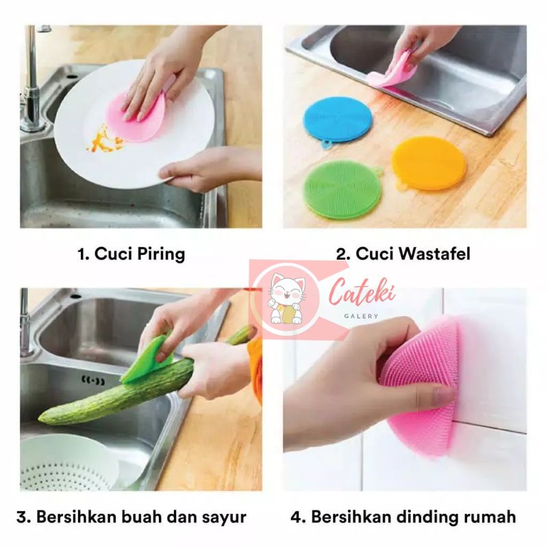 [CTK] DISKON SILICONE SPONS Cuci Piring Silikon Sikat Spons Silicon Anti Kuman Karet / Alat Cuci Piring PRAKTIS MURAH