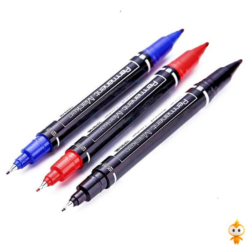 FLASHMART Deli Pena Permanen Dual Head Tip Marker Pens Waterproof - 6824