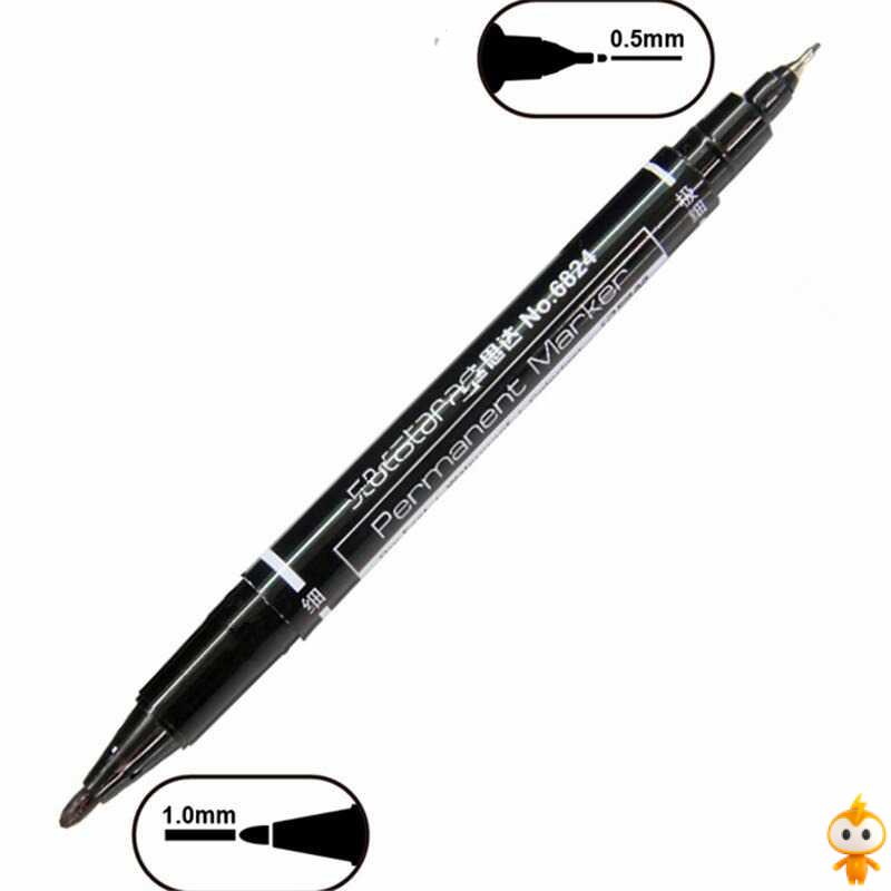 FLASHMART Deli Pena Permanen Dual Head Tip Marker Pens Waterproof - 6824