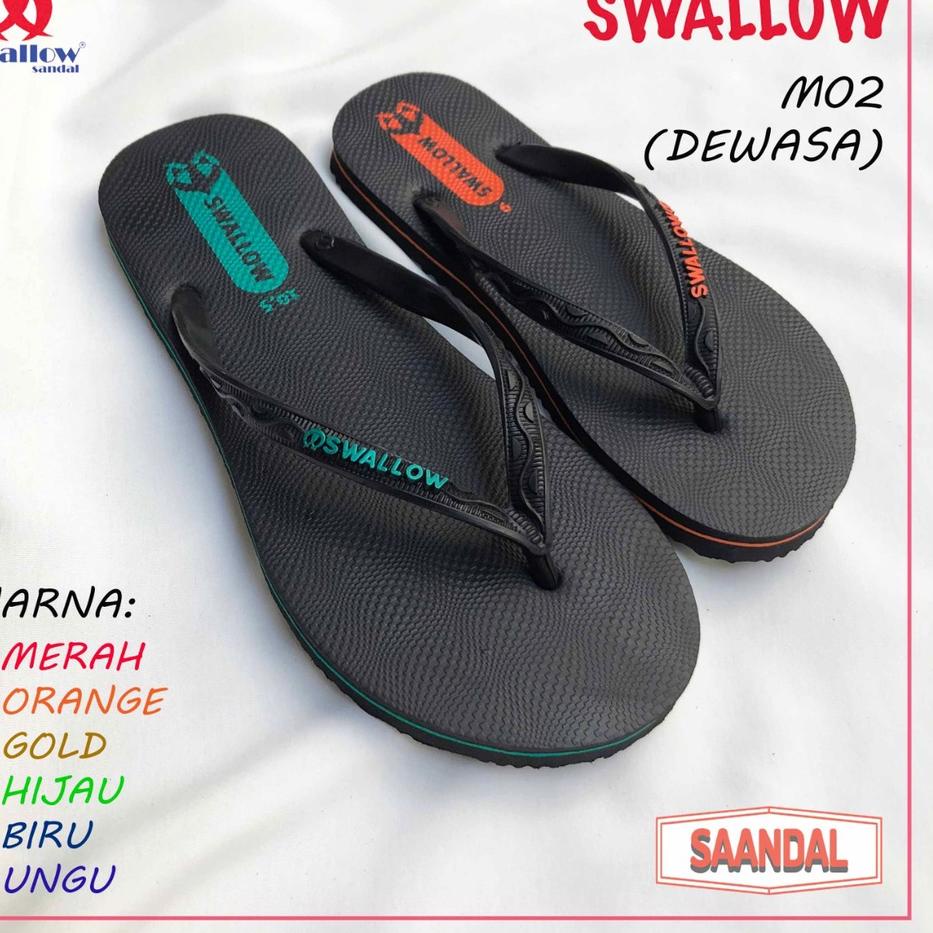 Bestseller Grosir- Sandal Jepit Swallow Hitam M02 (ISI 6 PASANG SANDAL)