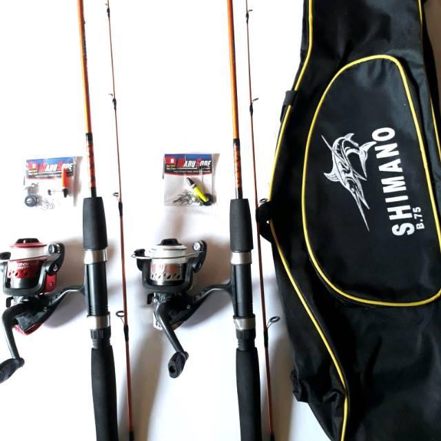 2 Set Pancing Udang, ikan Mujair Super lentur Spool Metal