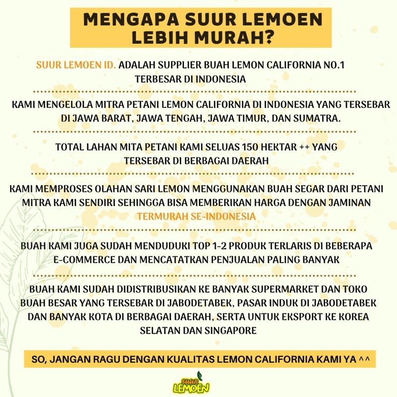 

Trendy 1 Liter Sari Lemon Murni Jus Untuk Diet Pelangsing Badan Detox Alami Dengan Bahan Lemon California by Suur Lemoen ID !