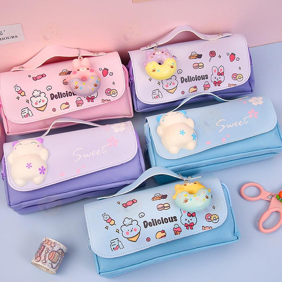 

(COD) Lacoo Kotak pensil anak perempuan dekompresi lembut Tempat pensil anak berkapasitas besar Squishy pencil case anti air ,,