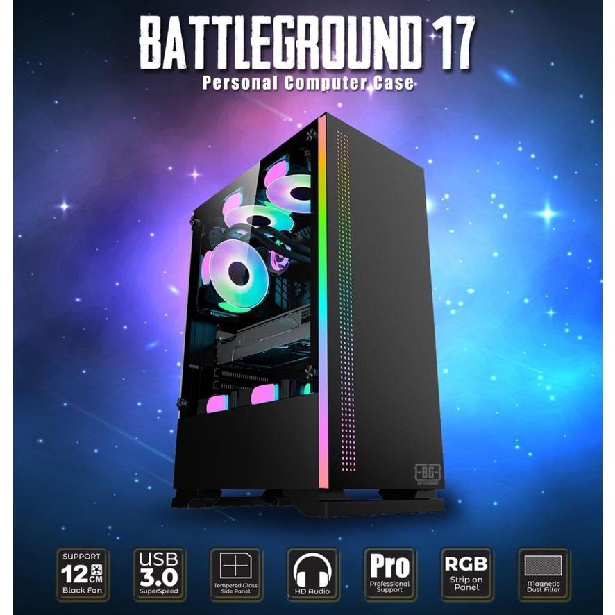 Simbadda Battleground 17 Gaming Cpu Case - Tempered Glass Chassis