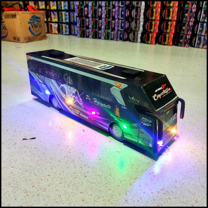 Miniatur Bus Telolet Basuri PO. Haryanto Full Lampu