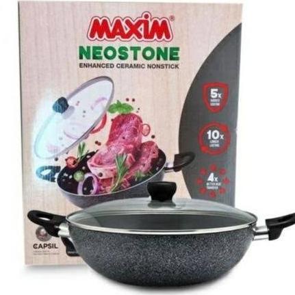 Maxim Wajan NEOSTONE NEO 30 Wok | Wajan Tutup Kaca 30cm