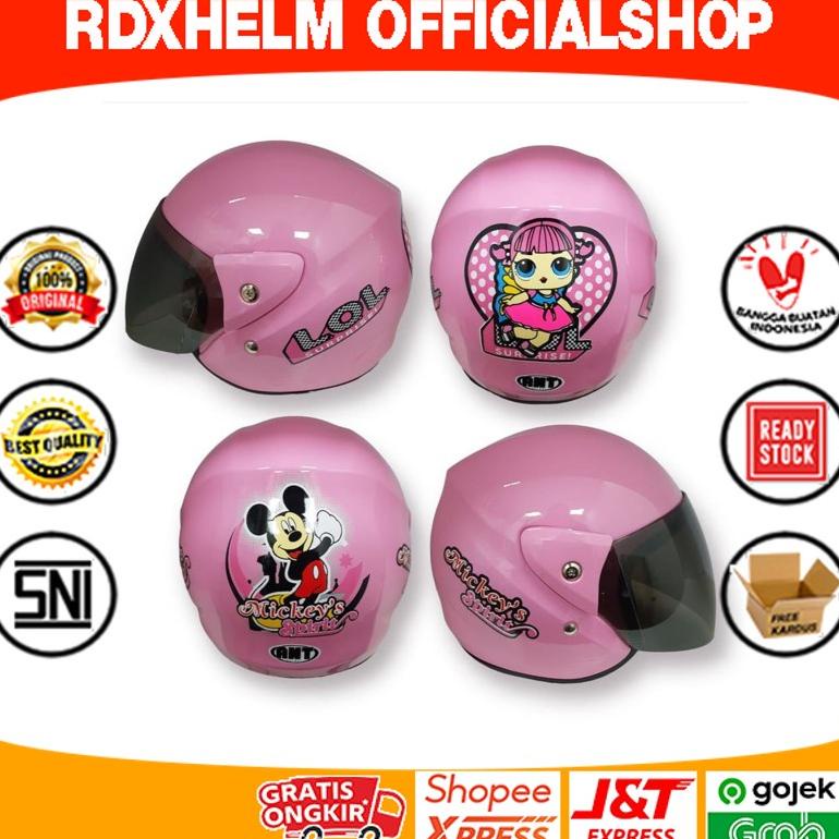 Helm Half Face Anak Ant Mini Jordan Pink (Motif Cewek)(Sni)