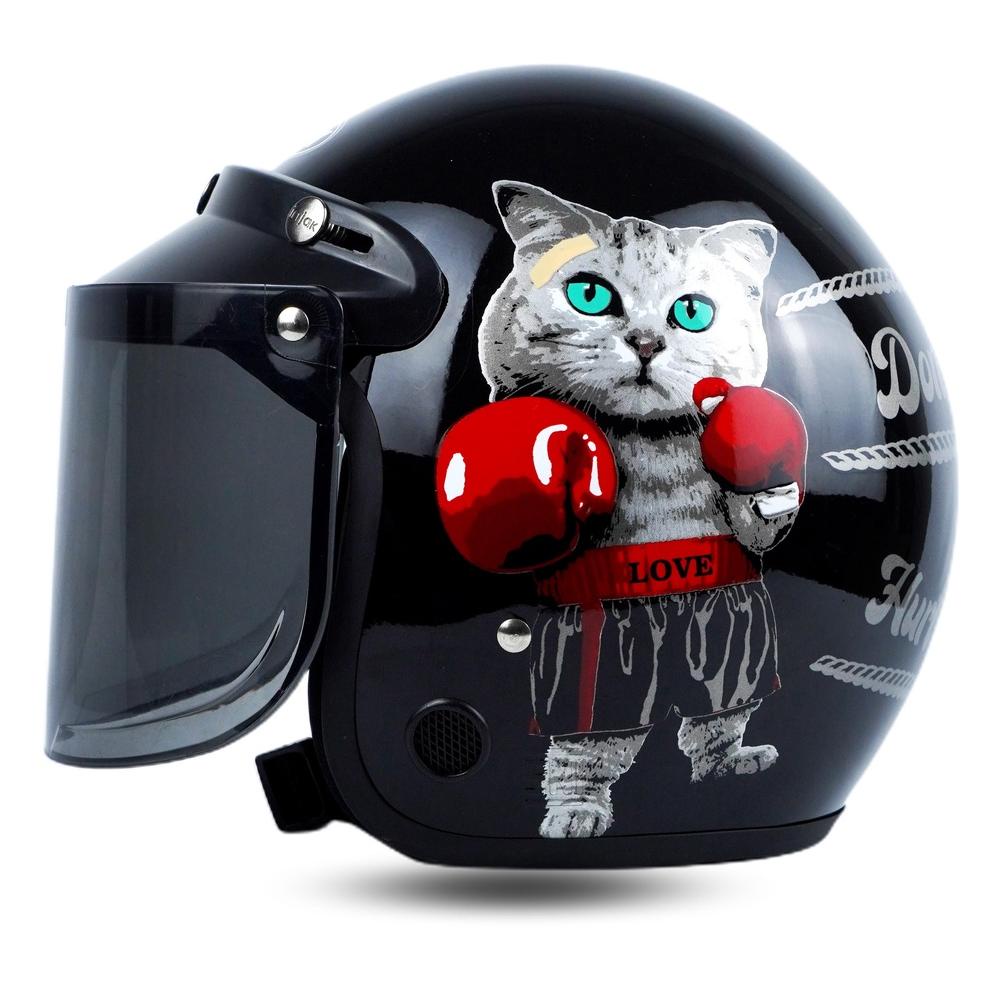 R-Six Helm Bogo Dewasa Sni Motif Boxing Cat