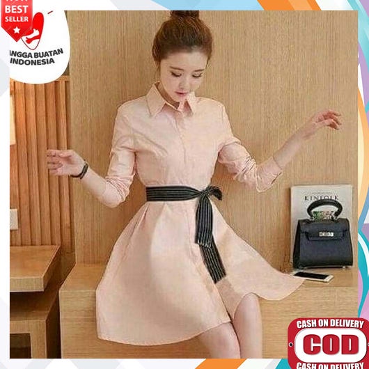 Dres Wanita Dewasa Terbaru 2023 Korea Jumbo Dress Pendek Selutut Kekinian Style Vintage Remaja Canti