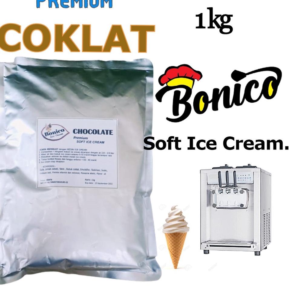 

✨BIG SALE✨ BONICO COKLAT SOFT ICE CREAM POWDER 1Kg PREMIUM Resto bubuk es krim mesin Chocolate cone frizco gas !!