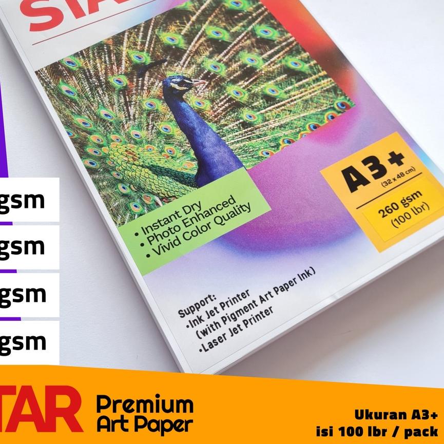 

BISA ✨COD✨ Kertas Art Paper STAR A3+ (A3 Plus) isi 100 lembar 150/210/230/260 gsm !