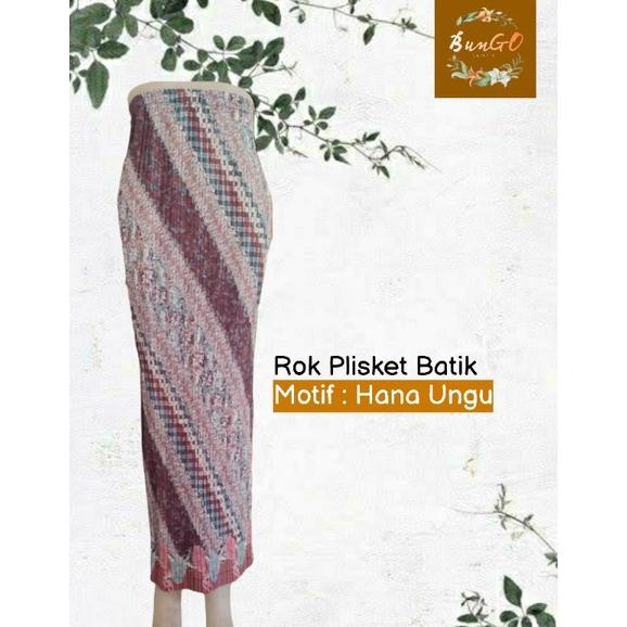 Miliki (BunGO) Rok Plisket Batik Setelan Ungu Lilac - Rok Purple - Bawahan Kebaya - Rok Lipit - Rok 